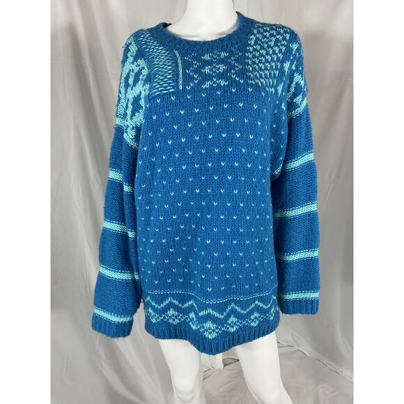 Free People 'Snow Day' Blue Cotton Pullover Size S - Picture 3 of 4